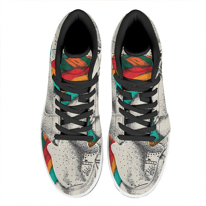 Ethnic African Girl Print High Top Leather Sneakers