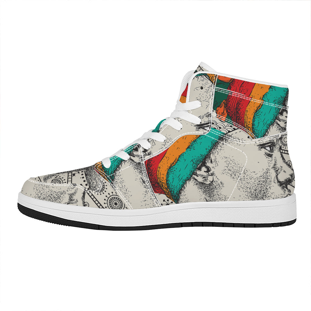 Ethnic African Girl Print High Top Leather Sneakers