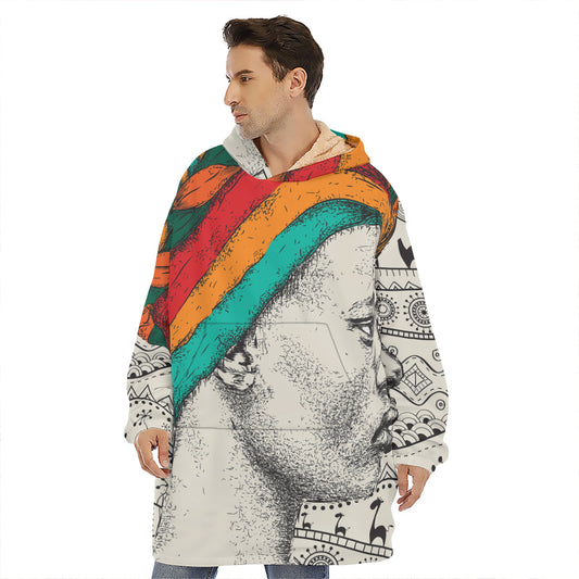 Ethnic African Girl Print Hoodie Blanket