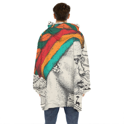 Ethnic African Girl Print Hoodie Blanket