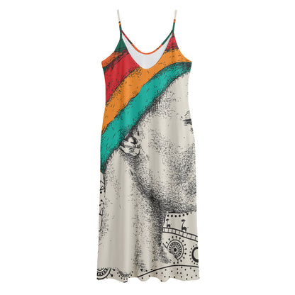 Ethnic African Girl Print Jersey Midi Cami Dress