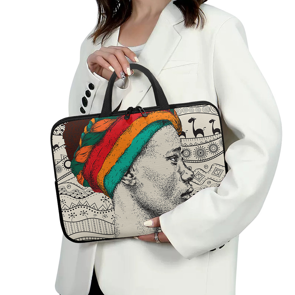 Ethnic African Girl Print Laptop Sleeve With Handle