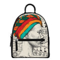 Ethnic African Girl Print Leather Backpack