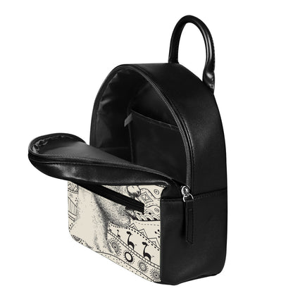 Ethnic African Girl Print Leather Backpack