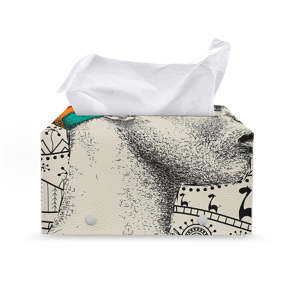 Ethnic African Girl Print Leather Tissue Box Cover