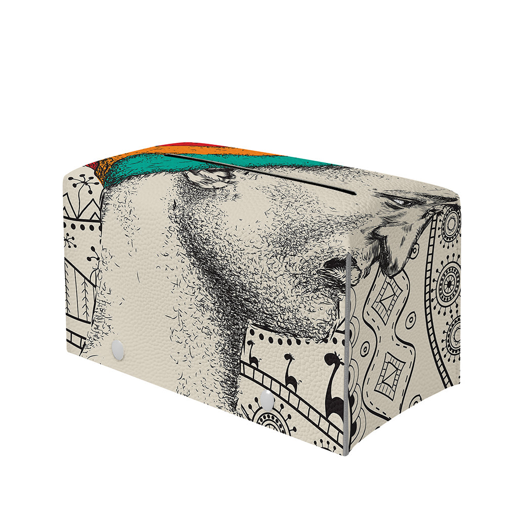Ethnic African Girl Print Leather Tissue Box Cover