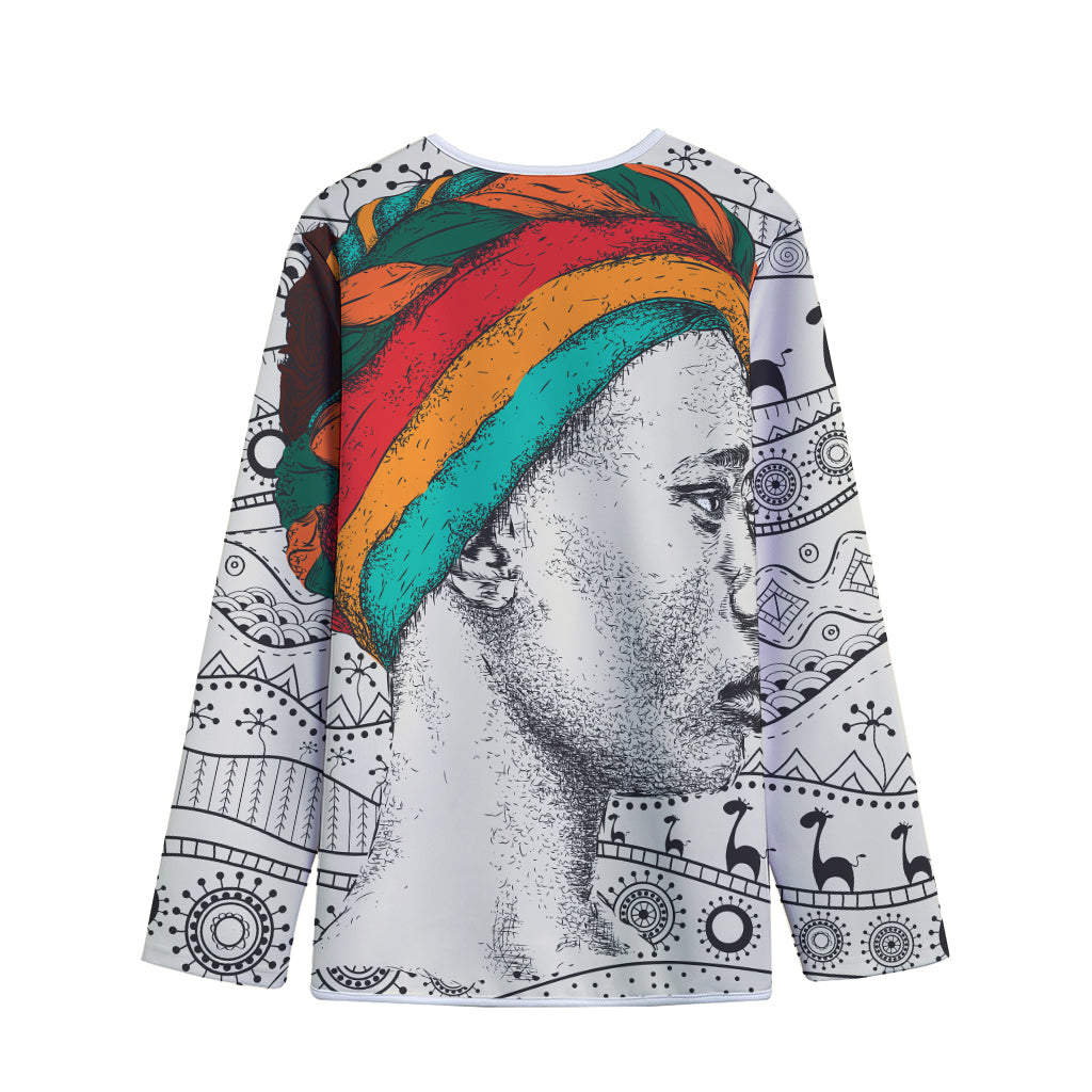 Ethnic African Girl Print Long Sleeve Short Coat