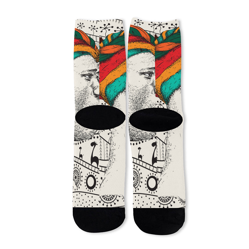 Ethnic African Girl Print Long Socks