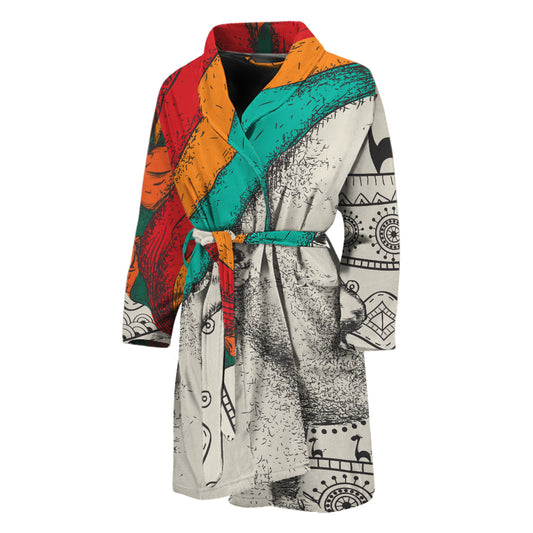 Ethnic African Girl Print Men's Bathrobe
