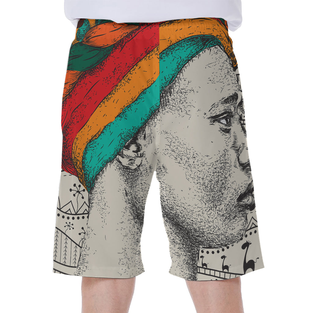 Ethnic African Girl Print Men's Beach Shorts
