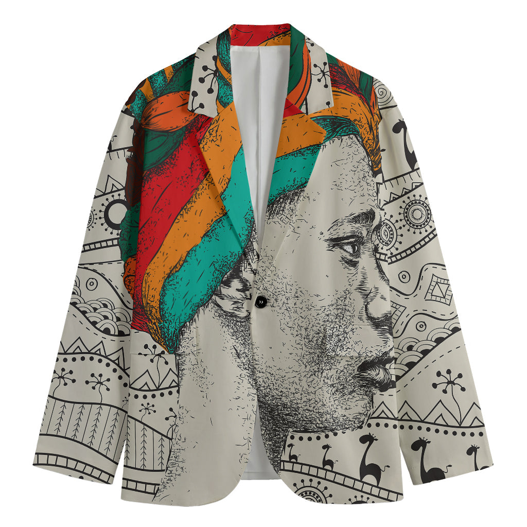 Ethnic African Girl Print Men's Cotton Blazer