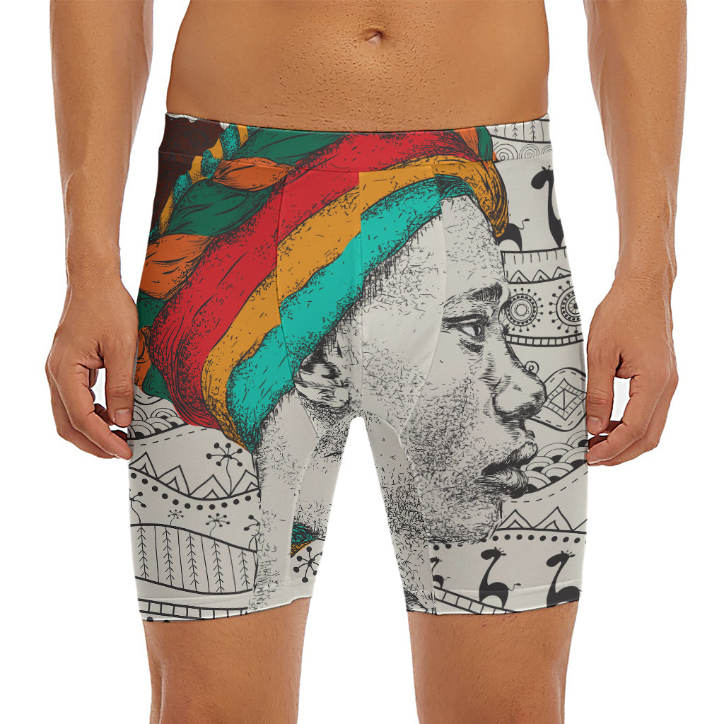 Ethnic African Girl Print Men's Long Boxer Briefs