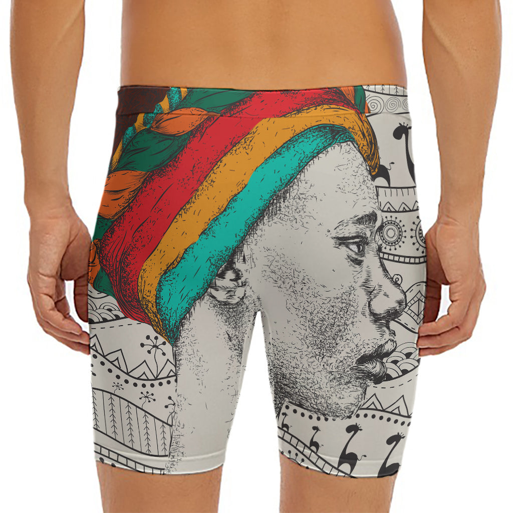 Ethnic African Girl Print Men's Long Boxer Briefs