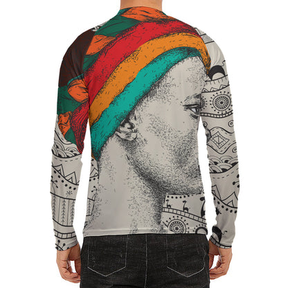 Ethnic African Girl Print Men's Long Sleeve Rash Guard