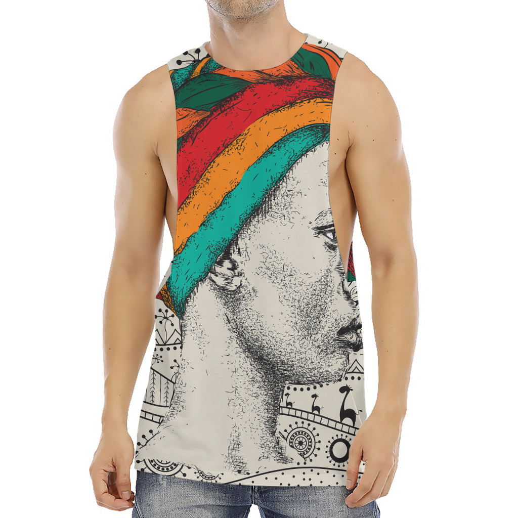 Ethnic African Girl Print Men's Muscle Tank Top