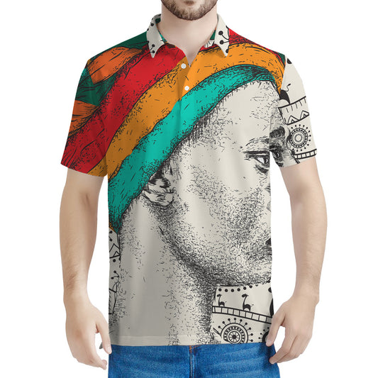 Ethnic African Girl Print Men's Polo Shirt