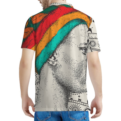 Ethnic African Girl Print Men's Polo Shirt
