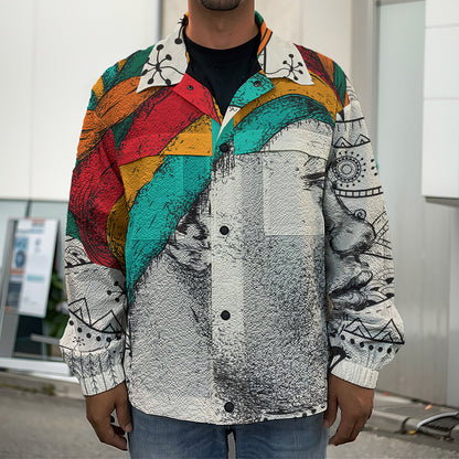 Ethnic African Girl Print Men's Shirt Jacket