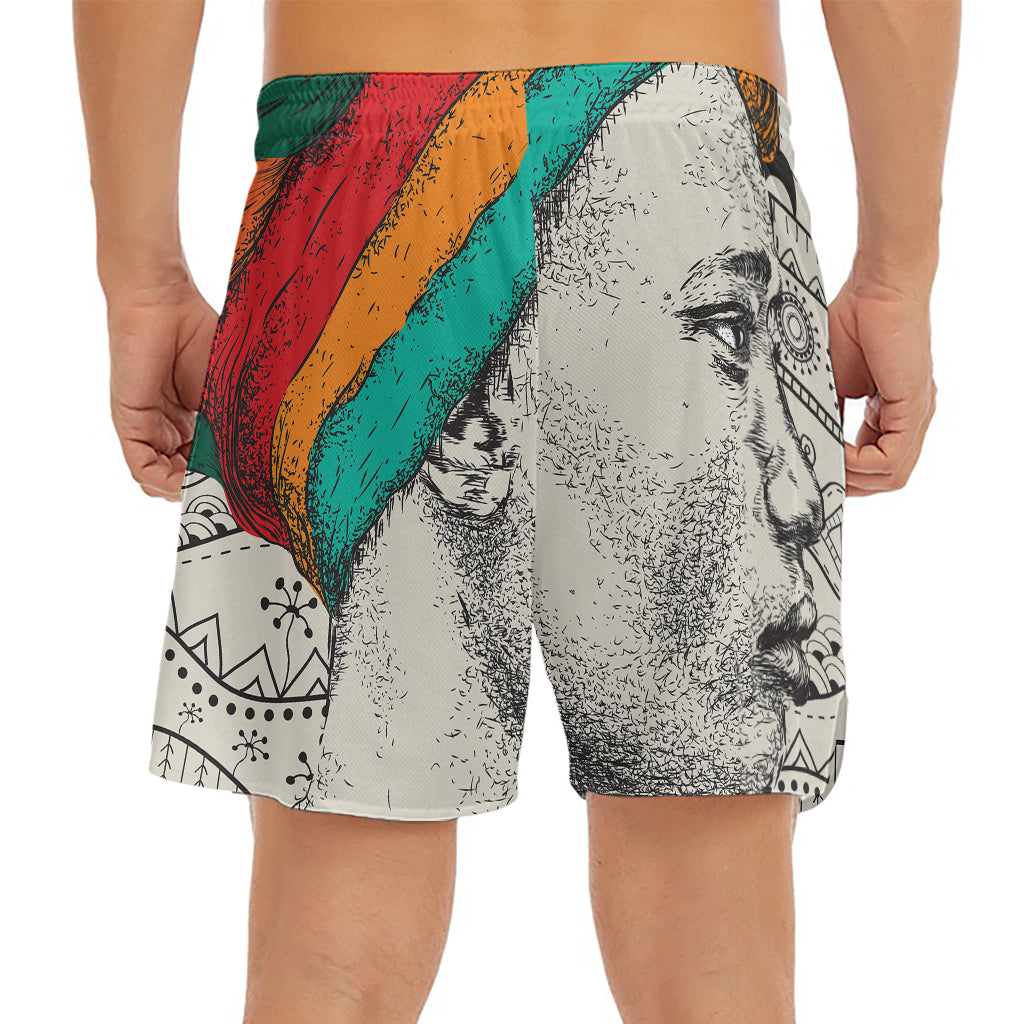 Ethnic African Girl Print Men's Split Running Shorts