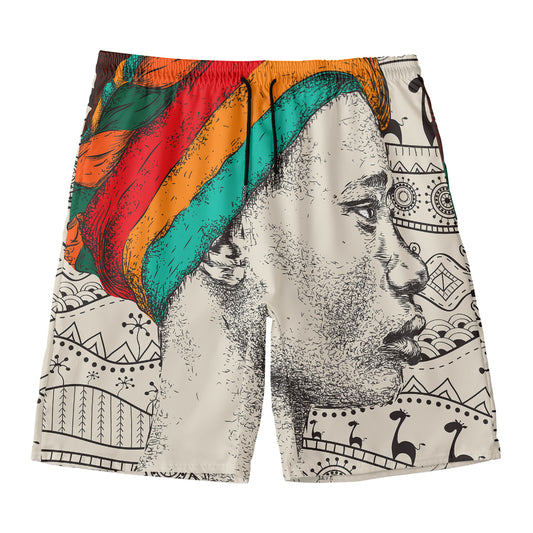 Ethnic African Girl Print Men's Swim Trunks