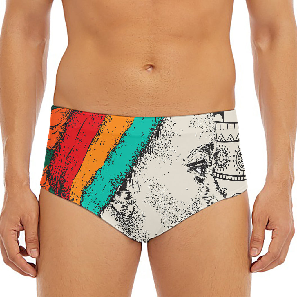 Ethnic African Girl Print Men's Triangle Swim Briefs