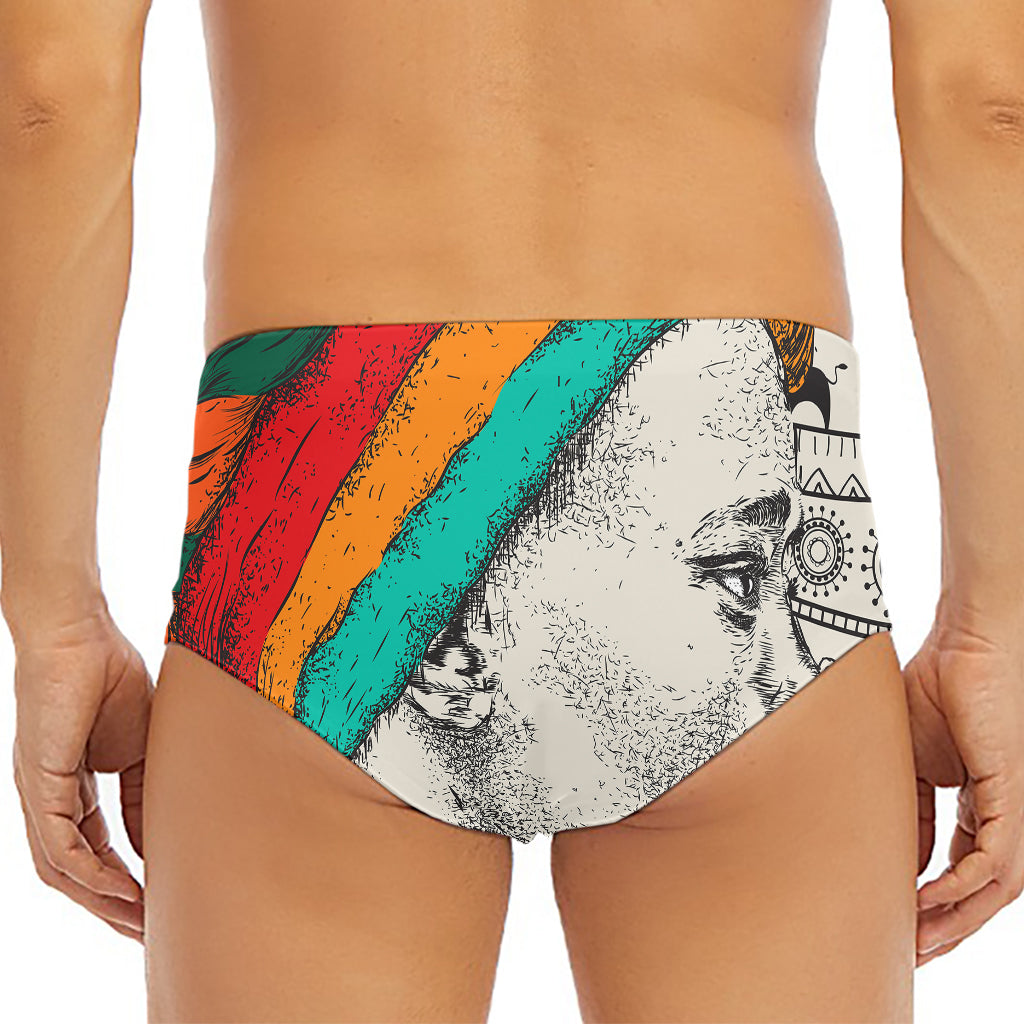 Ethnic African Girl Print Men's Triangle Swim Briefs