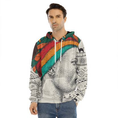 Ethnic African Girl Print Men's Velvet Pullover Hoodie