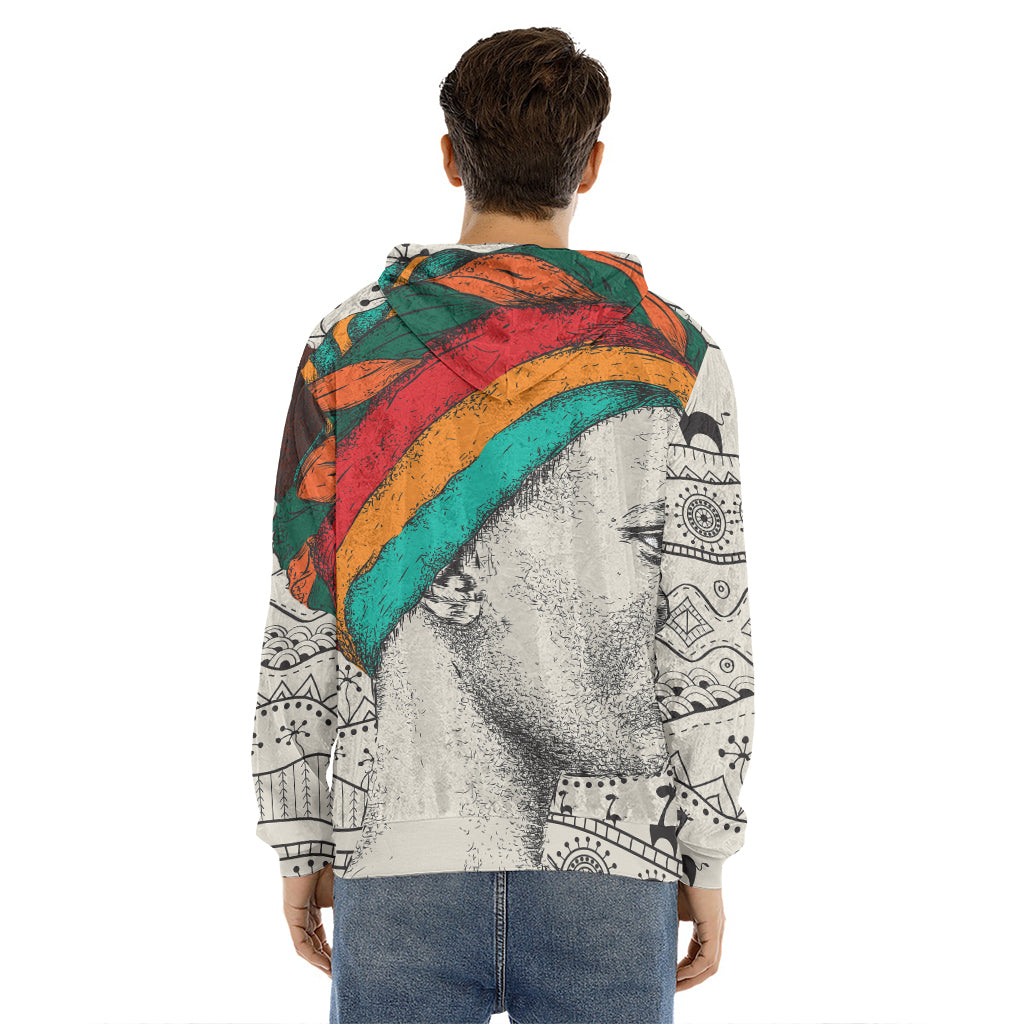 Ethnic African Girl Print Men's Velvet Pullover Hoodie
