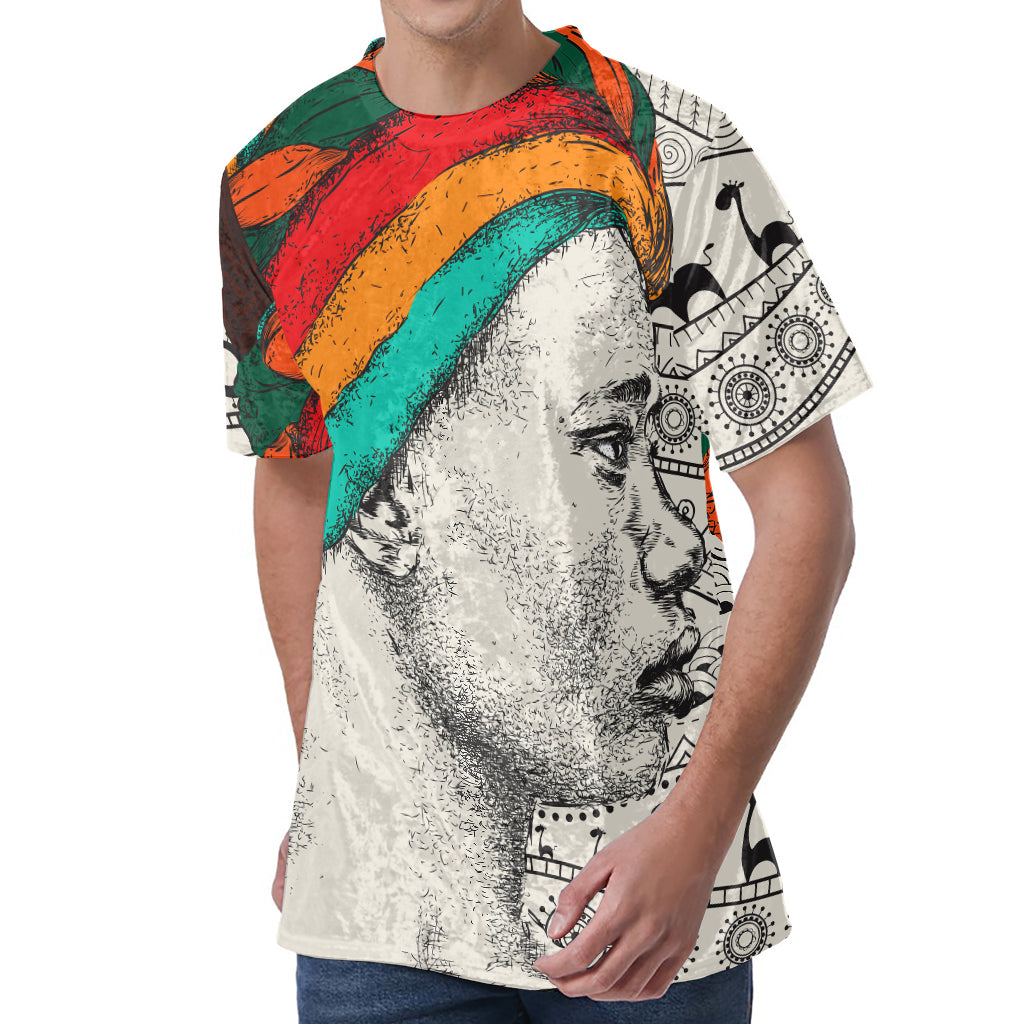 Ethnic African Girl Print Men's Velvet T-Shirt