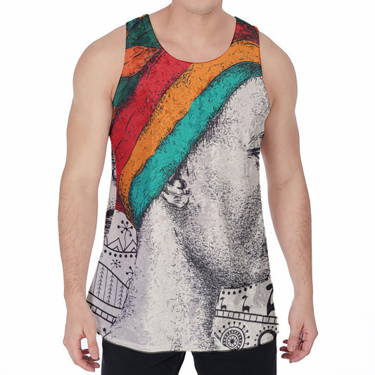 Ethnic African Girl Print Men's Velvet Tank Top