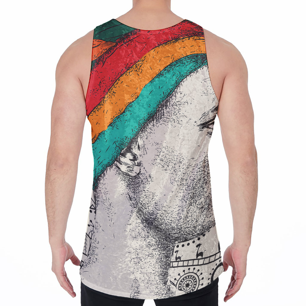 Ethnic African Girl Print Men's Velvet Tank Top