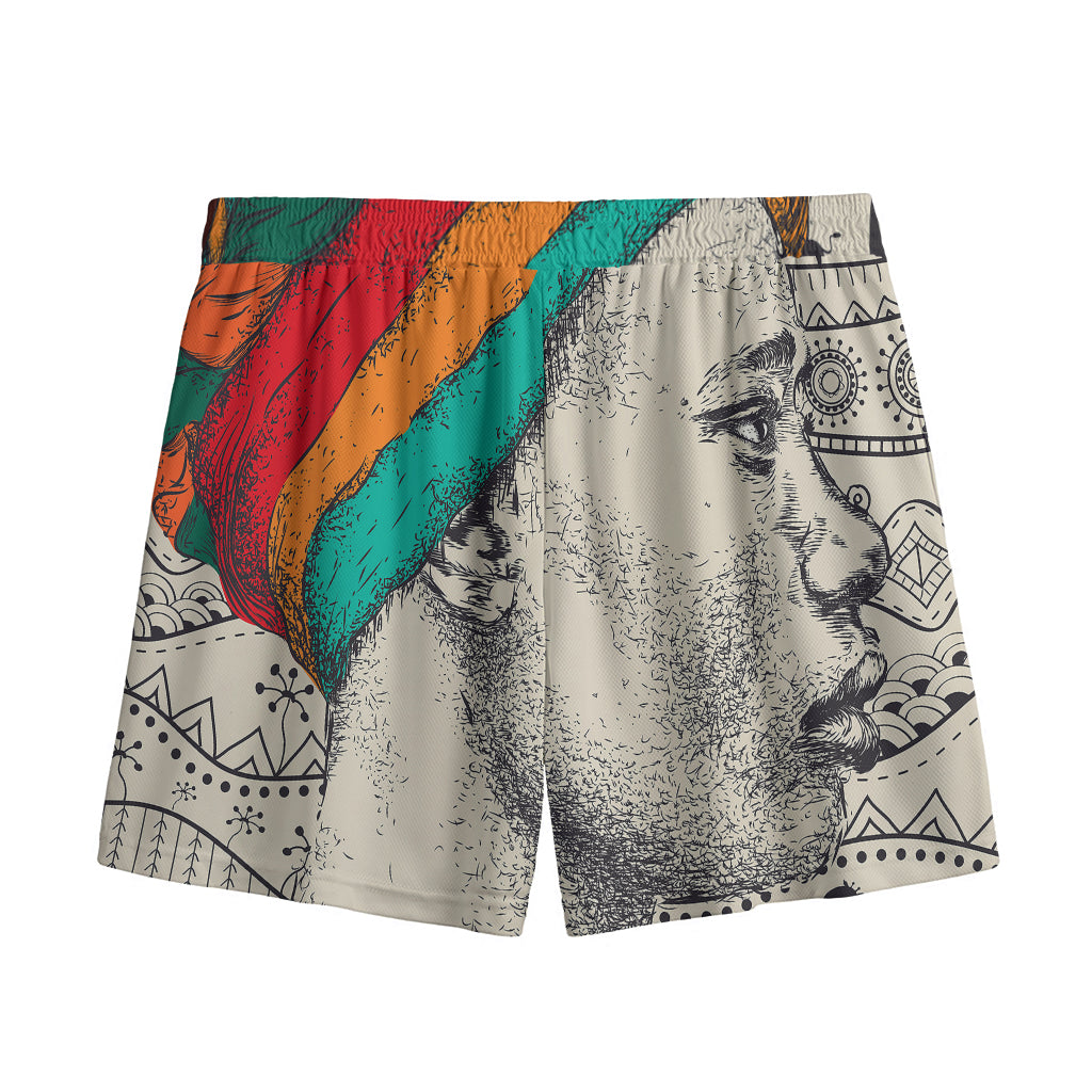 Ethnic African Girl Print Mesh Shorts