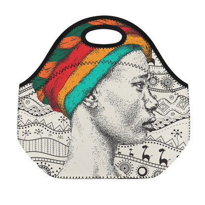 Ethnic African Girl Print Neoprene Lunch Bag