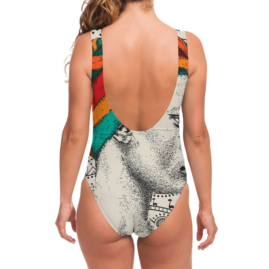 Ethnic African Girl Print One Piece Swimsuit