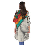 Ethnic African Girl Print Open Front Beach Cover Up