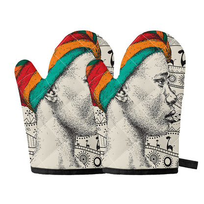 Ethnic African Girl Print Oven Mitts