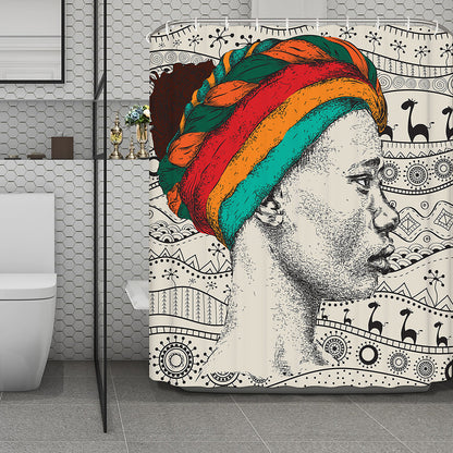 Ethnic African Girl Print Polyester Shower Curtain