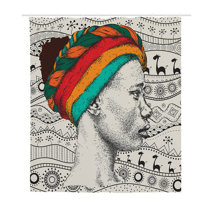 Ethnic African Girl Print Polyester Shower Curtain
