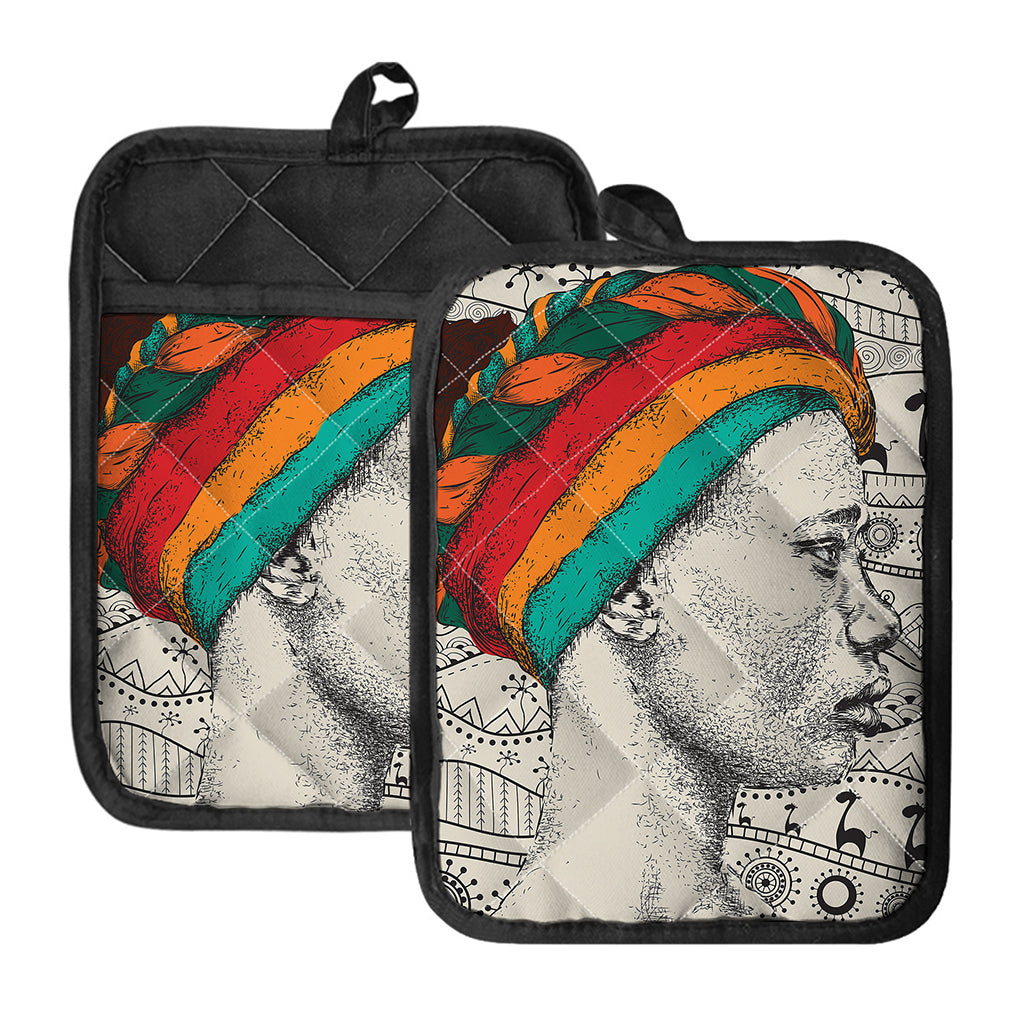 Ethnic African Girl Print Pot Holders With Pocket