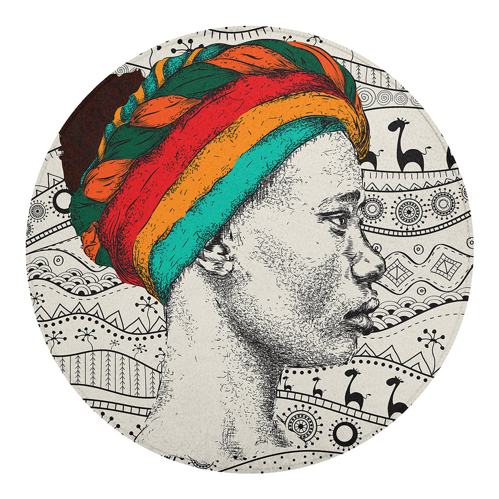 Ethnic African Girl Print Round Blanket