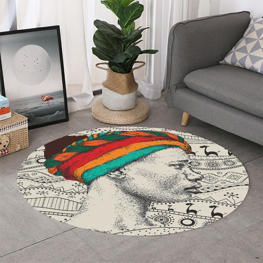 Ethnic African Girl Print Round Rug
