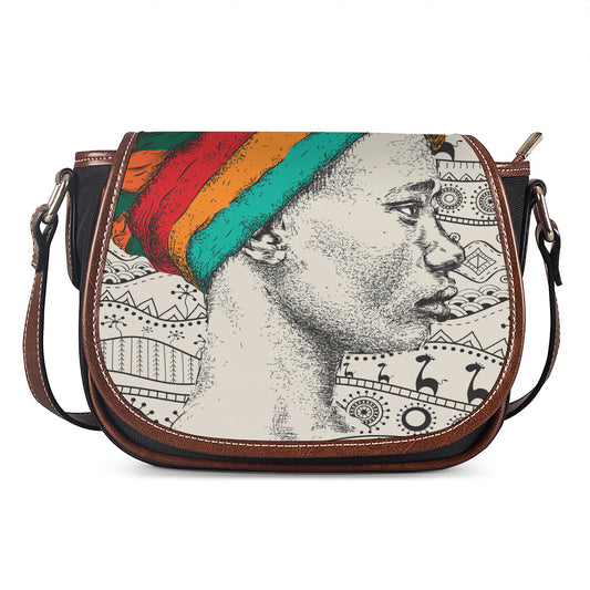 Ethnic African Girl Print Saddle Bag