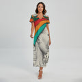 Ethnic African Girl Print Short Sleeve Maxi Dress