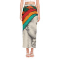 Ethnic African Girl Print Side Slit Maxi Skirt