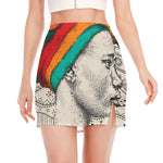 Ethnic African Girl Print Side Slit Mini Skirt