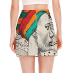 Ethnic African Girl Print Side Slit Mini Skirt