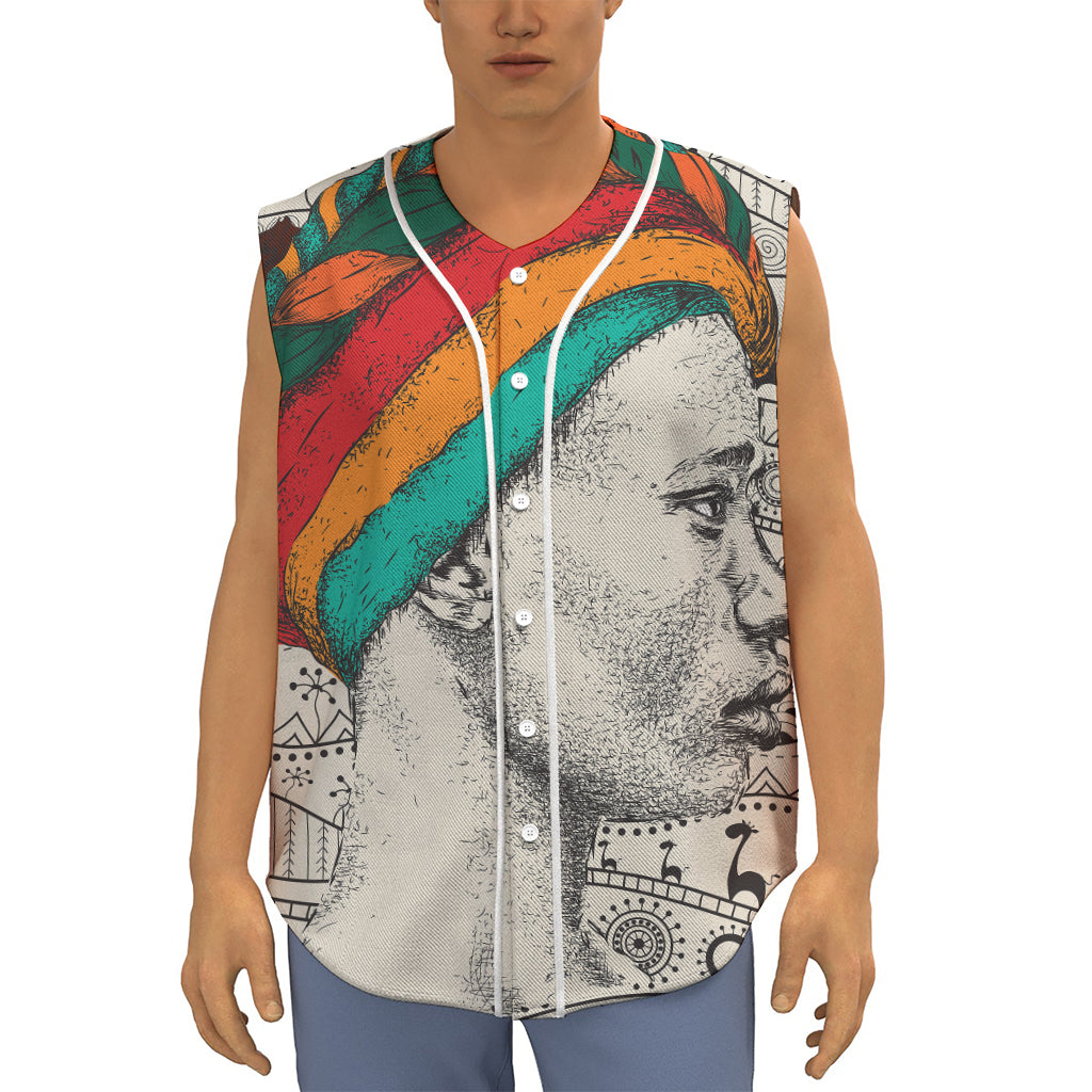Ethnic African Girl Print Sleeveless Baseball Jersey