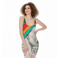 Ethnic African Girl Print Sleeveless Bodycon Dress