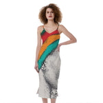 Ethnic African Girl Print Slim Fit Midi Cami Dress