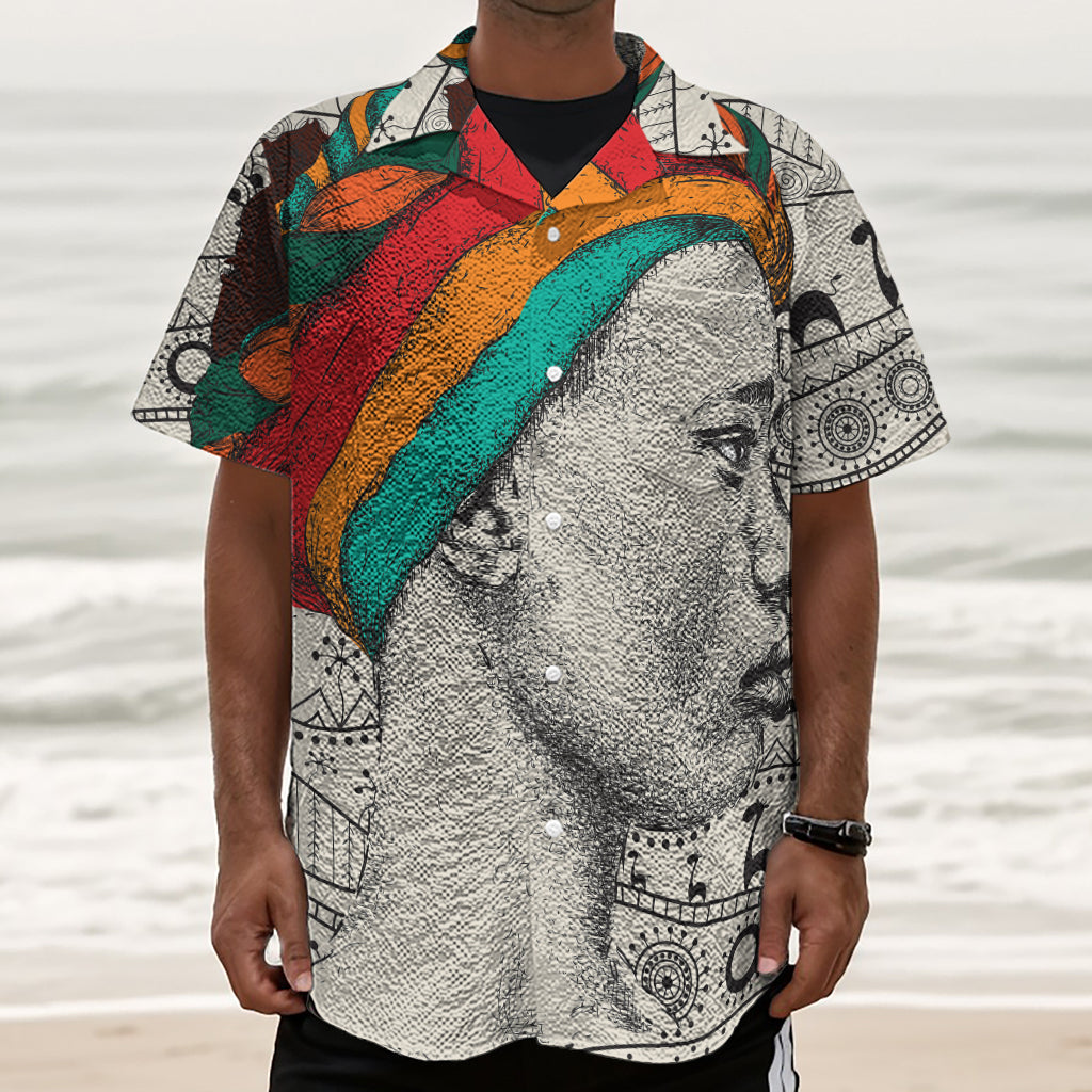 Ethnic African Girl Print Textured Short Sleeve Shirt